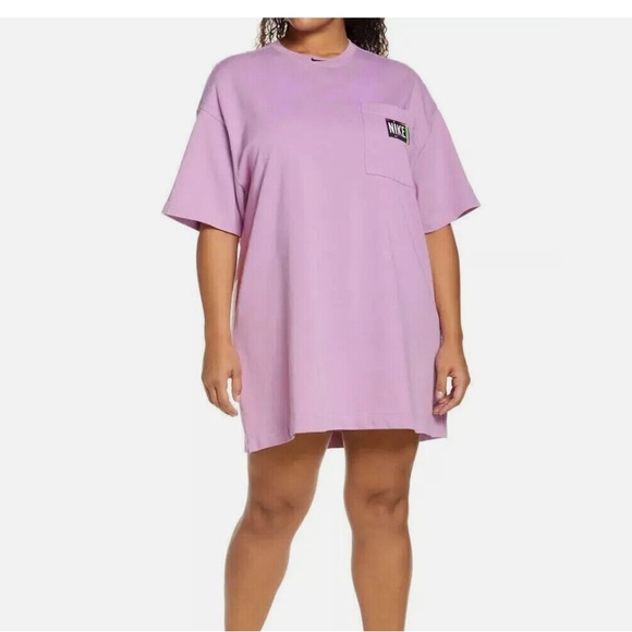 Nike Womens Fuchsia Glow Plus Size  Cotton T-Shirt Dress Material : 100% COTTON - Picture 4 of 10